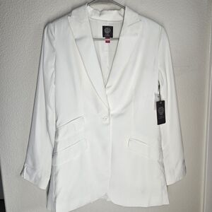 NWT!!! Vince Camuto Women's Luxe Crepe‎ De Chine One Button Blazer White Size 4